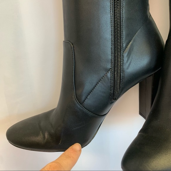 ALDO black faux leather stretchy over the knee high heel boots size 7.5 - Picture 8 of 15